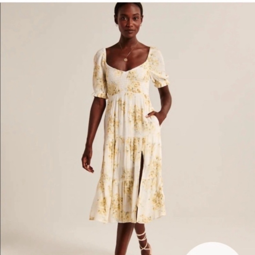 abercrombie & fitch slit floral midi dress size medium